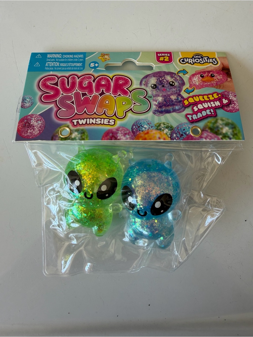 ORB Curiosities Twinsies Sugar Swaps Glitter Alien Squeeze Toy - Green & Blue